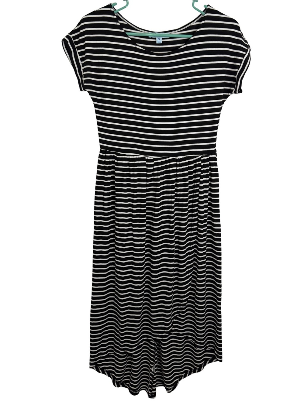 3/$20 She + Sky Black and White Striped Short Sleeve Midi Dress Size Small - Picture 1 of 3